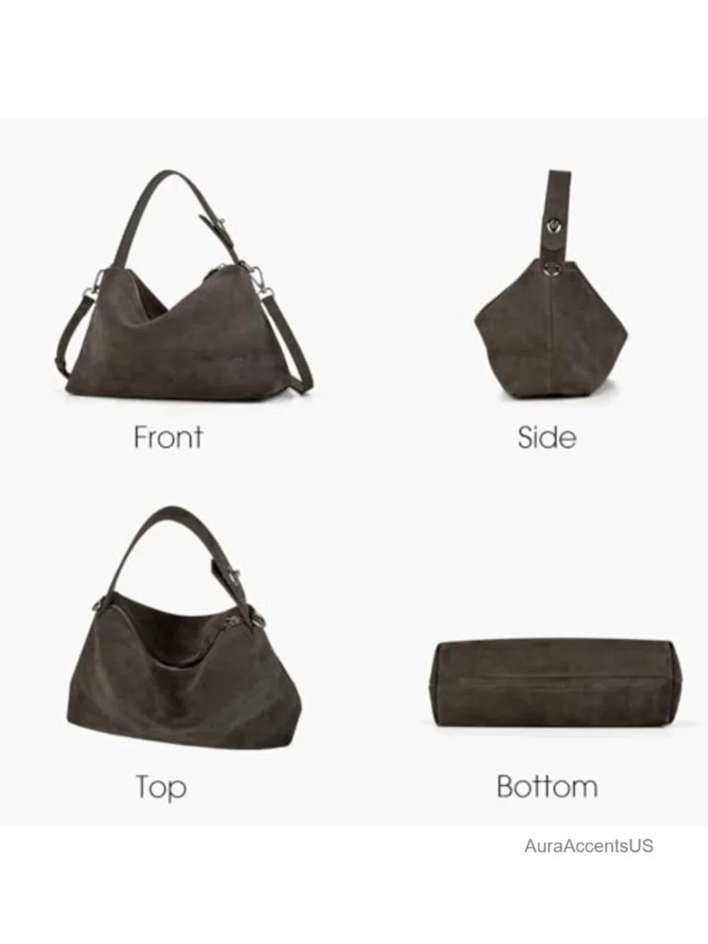 Premium Suede Leather Crossbody Bag for Women Tote Handbag Hobo Purse With